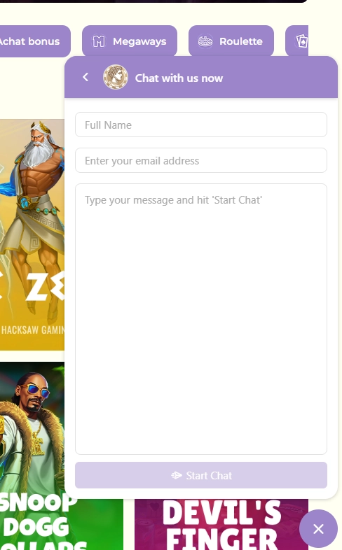 Service client et chat en direct sur Julius Casino